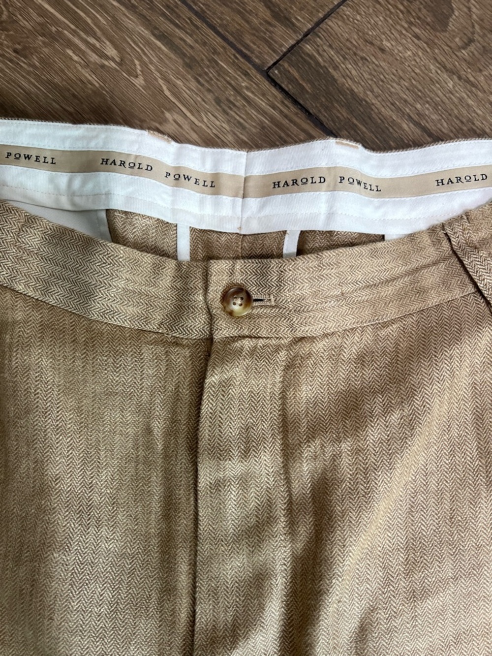 Harold Powell Linen Blend Pleated Shorts Men’s Tan Herringbone size 36 - Picture 9 of 9
